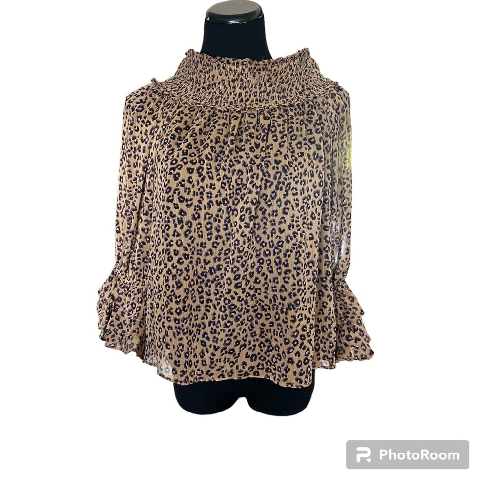 CeCe Cheetah Print Blouse | Small